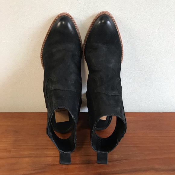 Dolce Vita | Open Heel Suede Leather Ankle Boots Black - Picture 5 of 8